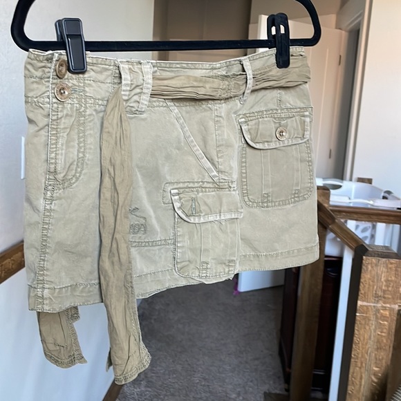 Abercrombie Cargo Skirt Olive Green circa 1998-2002 Y2K SIZE 2 LOW RISE - Picture 3 of 6